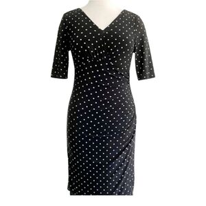 NWT Lauren Ralph Lauren Star Print Faux Wrap Dress | 16 | Stretch Jersey Knit